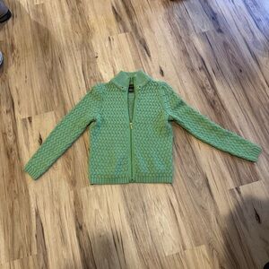 Elegant Green Knit Women's Jacket 100% wool